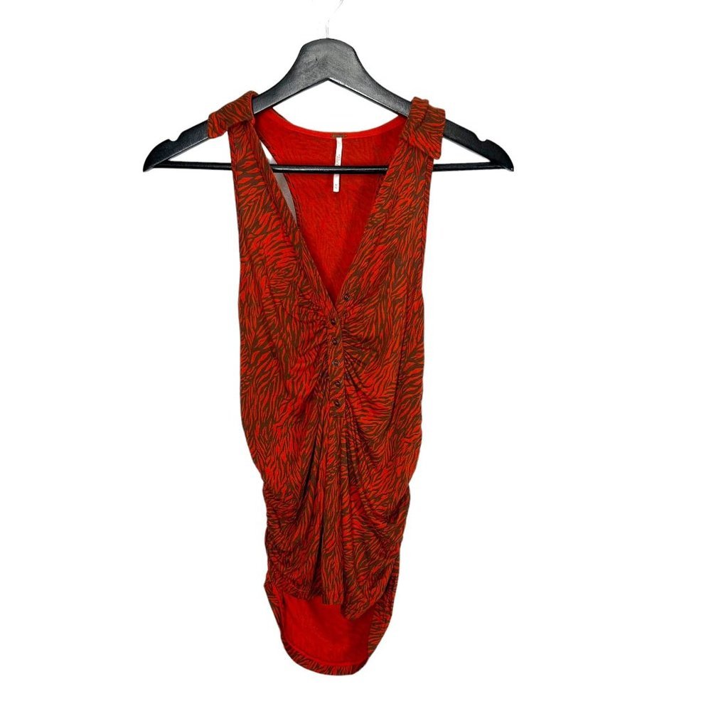 Free People Coco Burnt Orange Zebra Print Sleeveless Racerback Top Medium